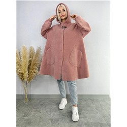 Женское пальто-пончо на пуговицах розовый (Единый размер)