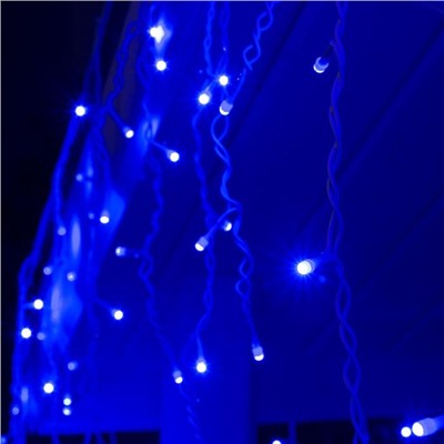 Гирлянда «Бахрома» 3 × 0.6 м, IP44, УМС, белая нить, 160 SMD-LED, свечение синее, 220 В