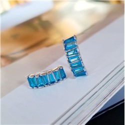 Серьги коллекция "Дубай"  покрытие посеребрение, камень голубой блестящий, 371402, арт. 847.267