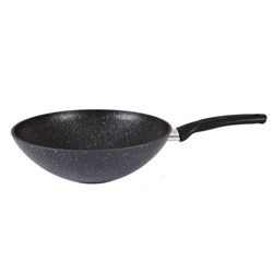 Сковорода wok (классическая) 300/100мм с ручкой, АП (темный мрамор)