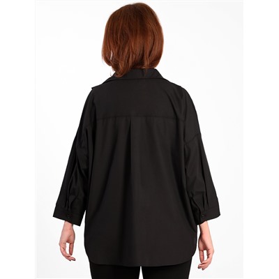 Блуза в деловом стиле черного цвета большого размера