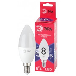 Лампа светодиодная ЭРА RED LINE LED B35-8W-865-E14 R Е14, 8Вт, свеча, холодный дневной свет /1/10/100/