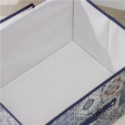 Короб стеллажный для хранения с крышкой Доляна «Мозаика», 40×30×25 см, цвет синий