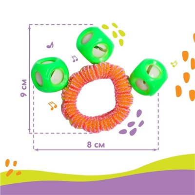 Погремушка - браслет «На ручку», 3 бубенчика, цвет МИКС, Крошка Я