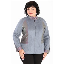 Куртка женская большого размера из искусственной замши с вставками из экокожи