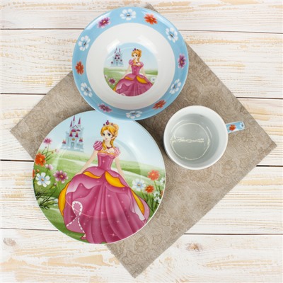 Набор детской посуды «Волшебница», 3 предмета: кружка 230 мл, миска 400 мл, тарелка 18 см