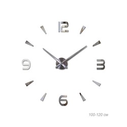 Часы аппликация 3D 100-120 см / AL060S/1 /уп 36/ серебро