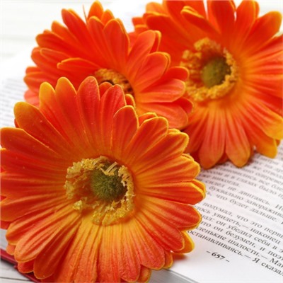 Цветок искусственный Гербера 43 см оранжевый / 1501 /уп 56/560/ латэкс