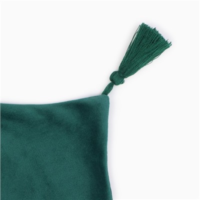 Набор декоративных наволочек Этель с кисточками, цвет зелёный, 45х45 см - 2 шт, полиэстер, велюр