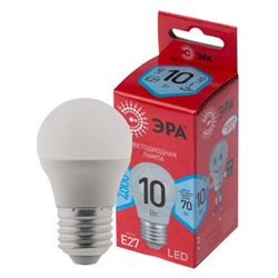 Лампа светодиодная ЭРА RED LINE LED P45-10W-840-E27 R Е27, 10Вт, шар, нейтральный белый свет /1/10/100/