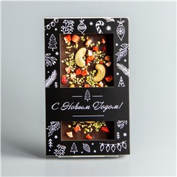 Тёмный шоколад с клубникой, фисташками и жаренным кешью, новогодняя коробочка #9