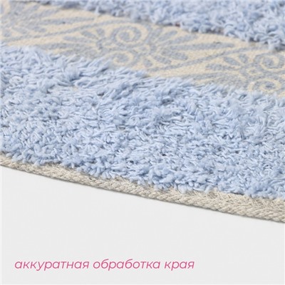 Набор ковриков для ванной и туалета Доляна «Вензель», 2 шт, 40×40, 40×60 см, цвет голубой