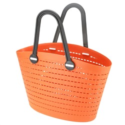 "Домашняя мода" Корзина-сумка пластмассовая "Береста" 39,5х13см h25см, мягкая, оранжевый, с длинными темно-серыми ручками (h с ручками 40см) (Китай)