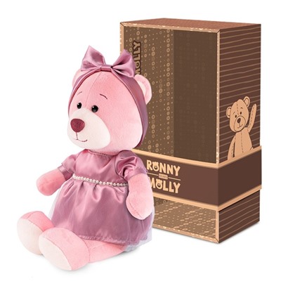 Мягкая игрушка «Мишка Молли в лиловом платье с бусинками», 21 см