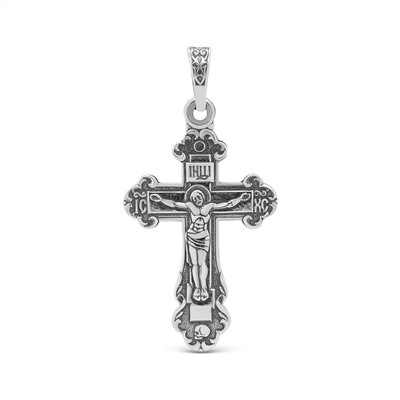 Крест православный из чернёного серебра - Спаси и сохрани 3,8 см