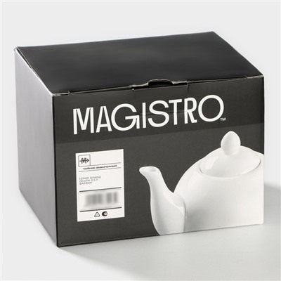 Чайник фарфоровый заварочный Magistro «Бланш», 500 мл, цвет белый