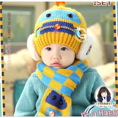 Комплект шапка+шарф детская "Машинка"