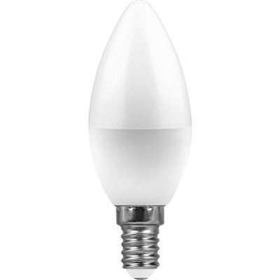 Лампа светодиодная FERON, C37, 9 Вт, E14, 840 Лм, 6400 К, 200°, 100х37, холодный белый