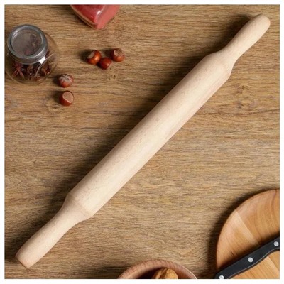 Скалка для раскатки теста деревянная с ручками 28см