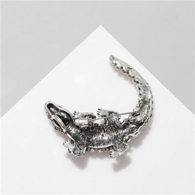 Брошь-кулон «Крокодил» миниатюрный, цветная в чернёном серебре