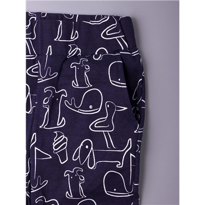 Набор: Штаны + футболка, Собачки, тёмно-синий "Гав"