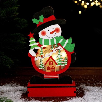 Новогодний декор с подсветкой «Весёлый снеговик» 13 × 5 × 24 см
